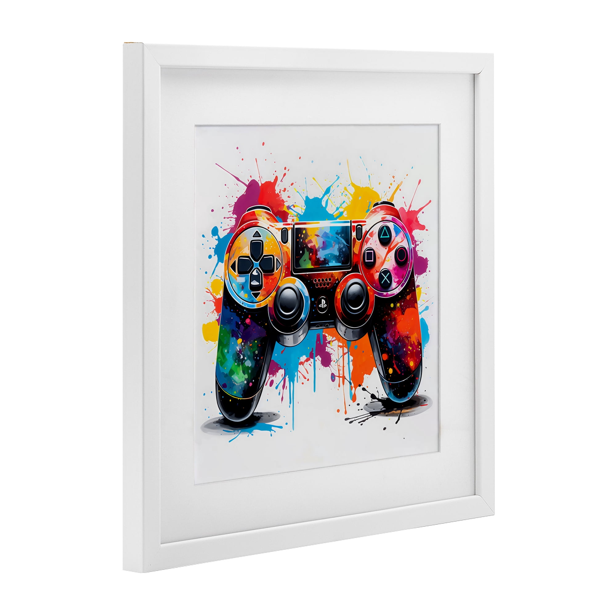 Stupell Industries Playful Bright Game Controller White Framed Print Under Glass, design by Creative Studio