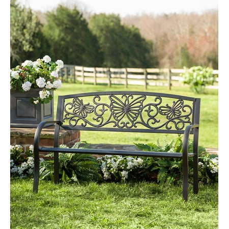 Metal Garden Bench with Butterfly Scroll Design - Walmart.com