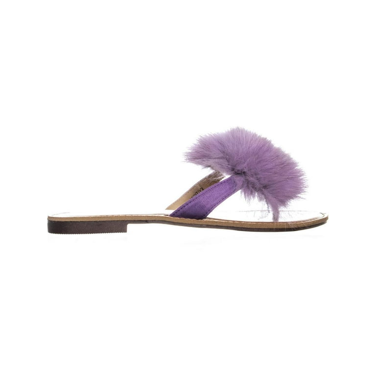 Lavender Pom Pom Thong Sandals