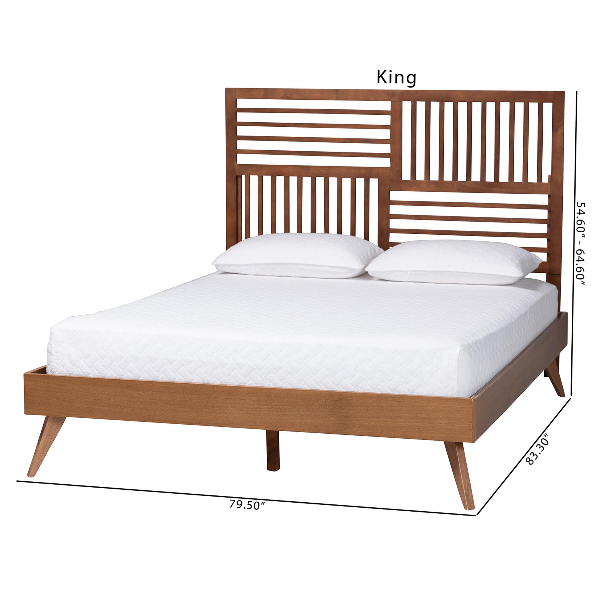 Baxton Studio Gemma Mid-Century Platform Bed, King, Ash Walnut