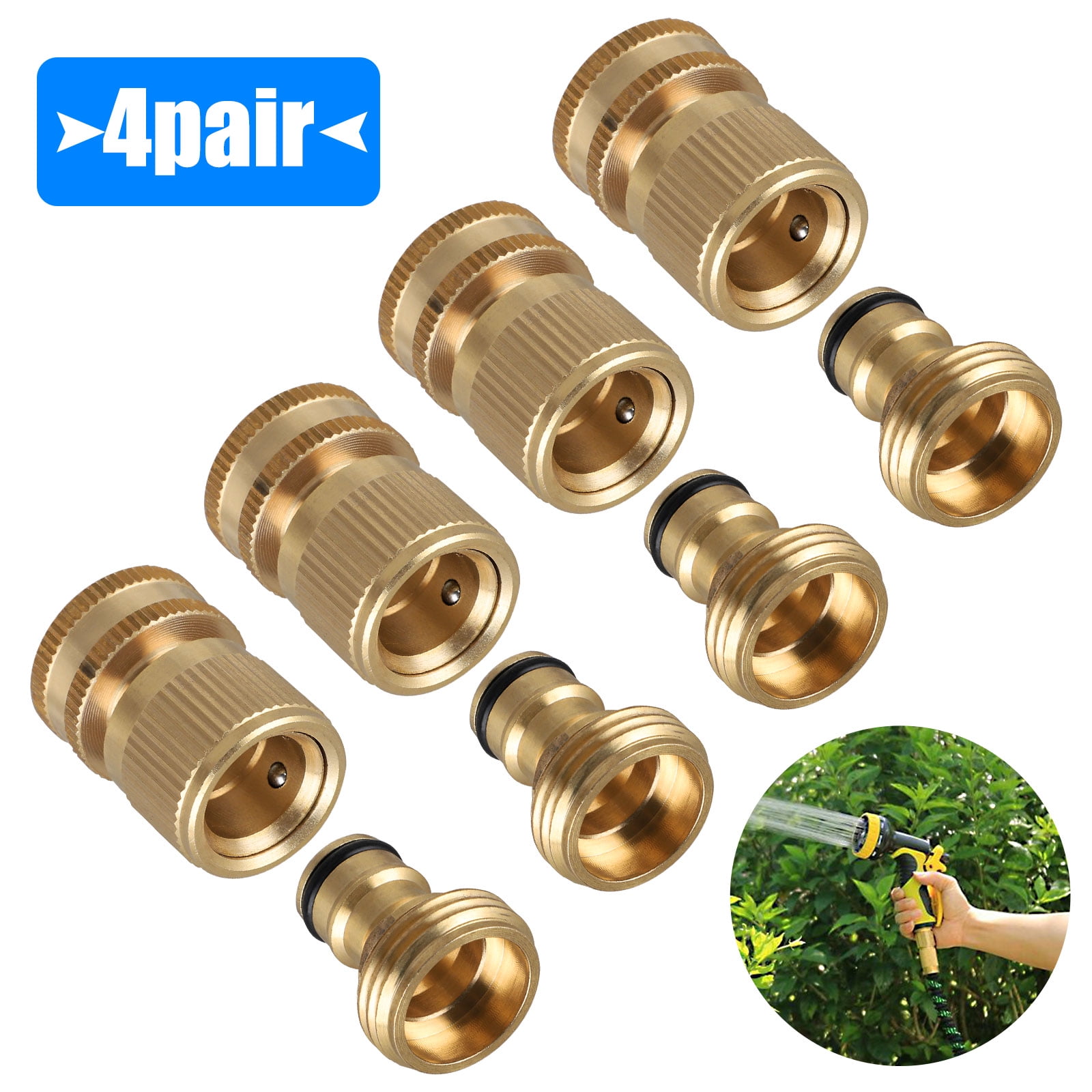 4pcs High Quality Brass Auto Stop Quick Connector for Garden Water Hose Pipe