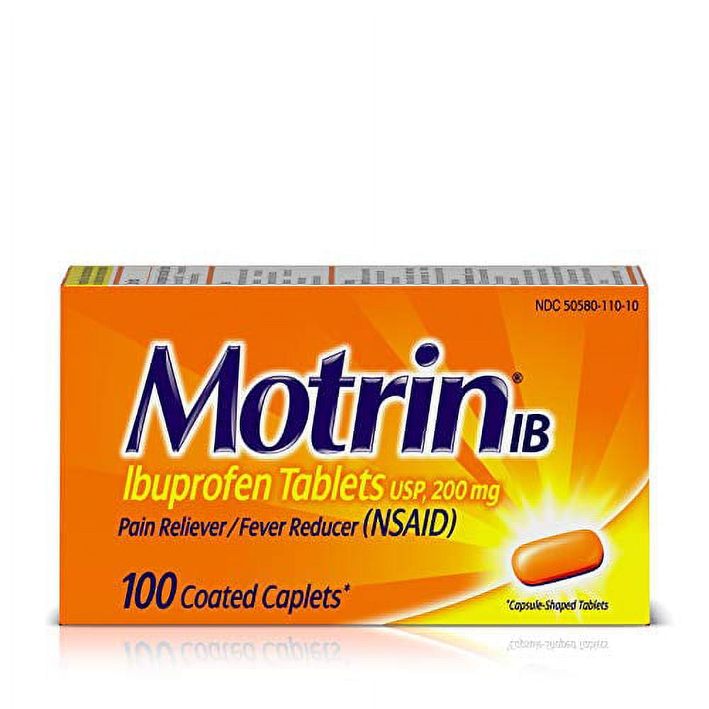 Motrin IB, Ibuprofen 200mg Tablets for Pain & Fever Relief, 100 Ct
