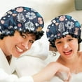 thumbnail image 6 of Shower Caps,Pioneer Flower Floral Print Pattern Waterproof Shower Cap for Women 4 Pieces,Double Reusable Hair Cover for Shower PEVA Elastic Stretch Hem, 6 of 7