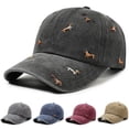 thumbnail image 1 of Lekihaqq Washed Soft-Top Baseball Cap With Puppy Embroidery Vintage Faded Unstructured Hat Breathable Cotton Casual Streetwear Sun Hat For Men Women, 1 of 6