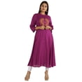 thumbnail image 1 of Moomaya Embroidered Kurti 3/4 Sleeve Button Down Long Ethnic Kurta For Women Indian, 1 of 6
