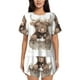 thumbnail image 1 of Balery Cute Cow Bath Conjunto de Pijama para Mujer con Estampado, Dos Piezas de Manga Corta y Shorts, Ropa de Dormir Suave con Cuello Redondo y Bolsillos-3X-Large, 1 of 6