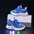 thumbnail image 2 of FAHXNVB Boys LED Light Up Sneakers Dinosaur Print Hook and Loop Athletic Shoes Non Slip Breathable Outdoor Summer Trendy Fun Shoes 15M-7Y, 2 of 4