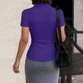 thumbnail image 6 of UDAUDU Women's Basic Button Down Shirt Short Sleeve Stretchy Business Collared Shirts Waitress Work Shirt Purple XL, 6 of 6