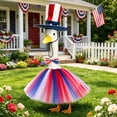 thumbnail image 4 of Fall Porch Goose Festival Outfits,20 Inch Tulle Mesh Dress,Bow Decor and Top Hat Clothes Set for Garden Outdoor Decor,Fall Decorations Thanksgiving Front Porch Yard Arrangement,Blue, 4 of 7