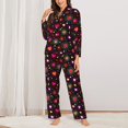thumbnail image 2 of KLL Geometric Hearts Print Women's Long Sleeve Pajamas with Pants Sleepwear Loungewear 2 Set-Large, 2 of 7