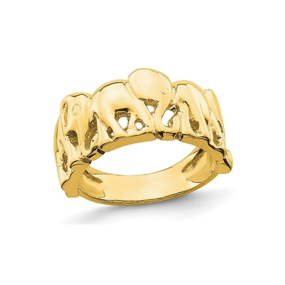 Gem & Harmony Ladies 14K Yellow Gold Elephants Polished Ring for Women