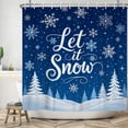 thumbnail image 4 of Duangreer White Christmas Snowflake Shower Curtain, Winter Xmas Navy Blue Pine Tree Bathroom Decor with Hooks, Waterproof, 47x64 inch, 4 of 5