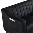 thumbnail image 3 of Velvet Accent Chair, Modern Single Person Sofa Side Chair with Solid Wood Legs, Upholstered Arm Chair Club Chair for Living Room Bedroom Office, Black, 3 of 6