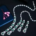 thumbnail image 6 of Elegant Red CZ Long Leaf Drop Earrings Necklace Jewellery Set for Women Party, 6 of 9