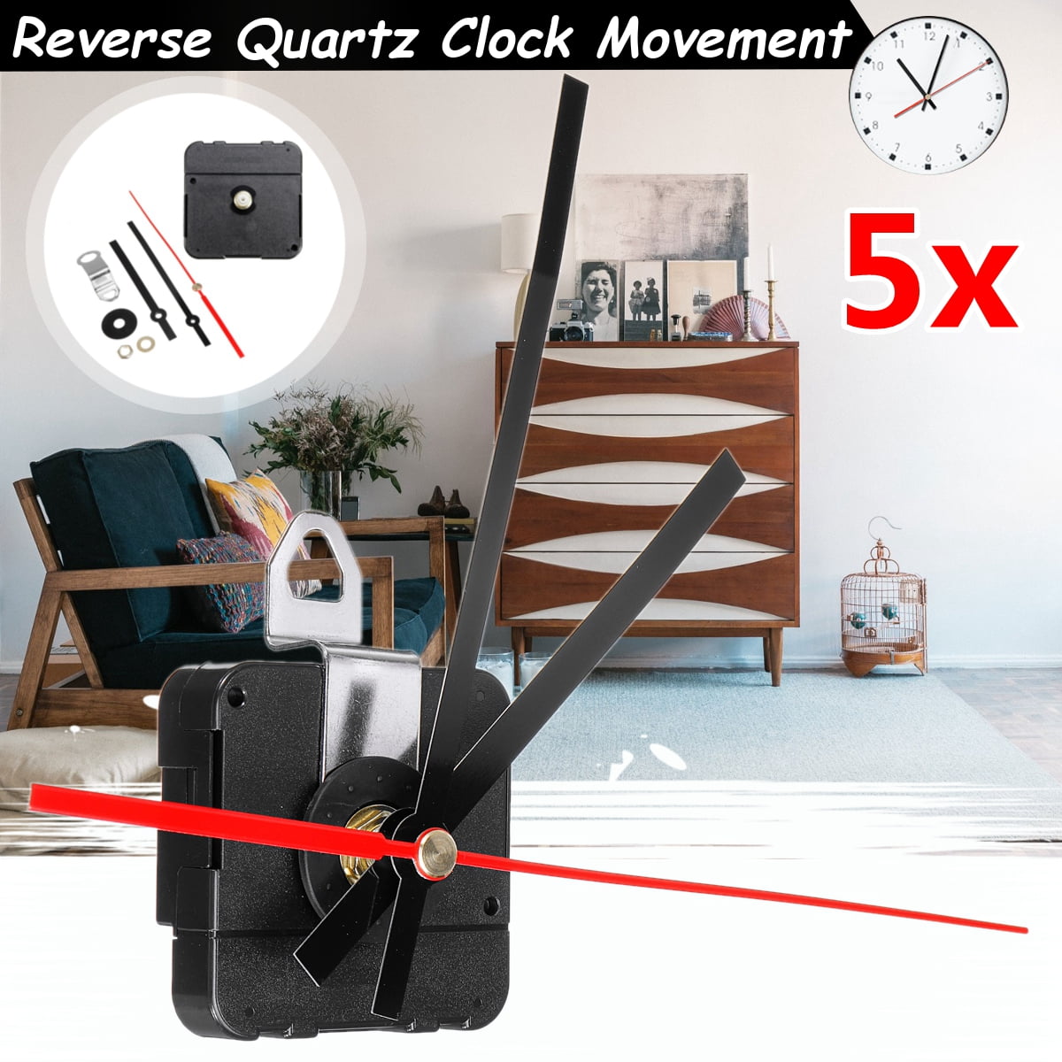 Backward Reverse Running Silent Clock Movement Kit Mechanism Module Hom 