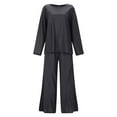 thumbnail image 5 of Riforla Women's Summer Fashion Casual Loose Solid Color Cotton Linen Shirt Long Sleeve Pants Set Two Piece Sets for Women 2 Pieces Grey XXXL, 5 of 7