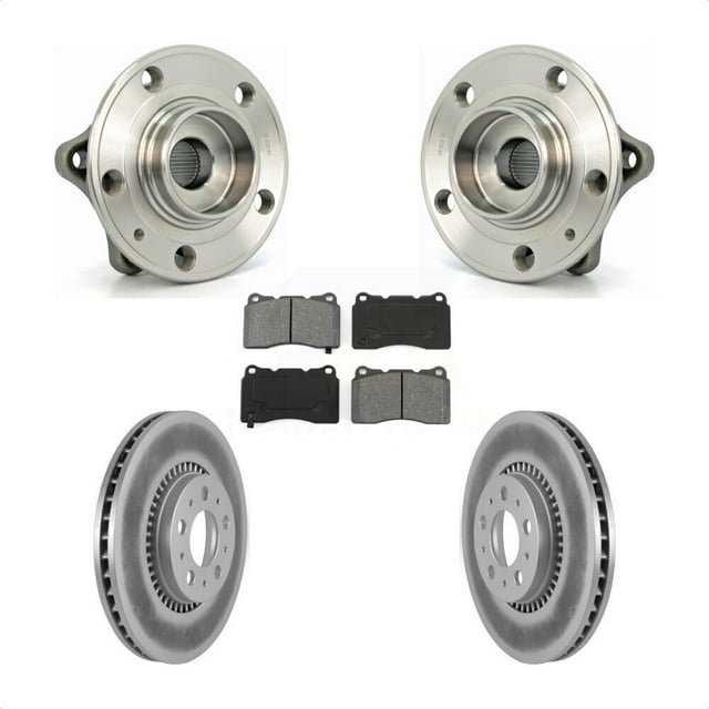 Transit Auto Front Hub Bearing Assembly Coated Disc Brake Rotors and Semi-Metallic Pads Kit for Car 2005-2007 Volvo V70 R with 305mm Diameter Rotor KBB-104008