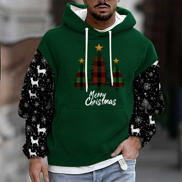 Sudadera con capucha para hombre, estilo casual, con cuello redondo, estampado, manga larga, blusa de poliéster