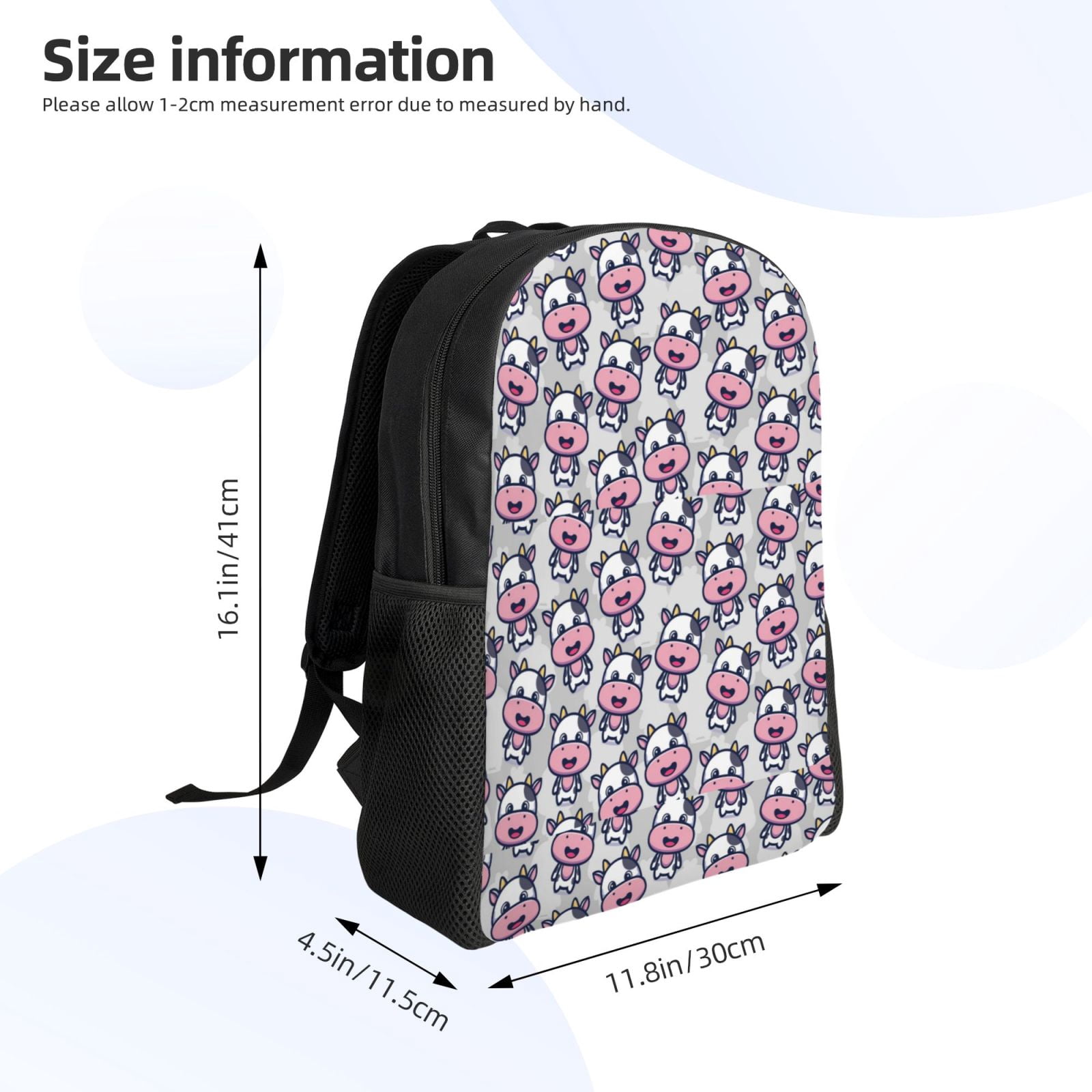 Defioc Baby Cow Print Backpack -Travel,or Work Bookbag Daypacks with 15-Inch Laptop Sleeve and Dual Water Bottle Pockets