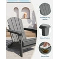 thumbnail image 3 of EuKer Adirondack Chair, HDPE Outdoor Furniture with Foldable Design and Wood Texture for Patio, Pool, Backyard, Gray, 3 of 8
