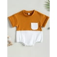 thumbnail image 2 of Coduop Infant Baby Short Sleeve Bodysuit Romper Cotton Color Block Jumpsuit for Newborns, 2 of 9
