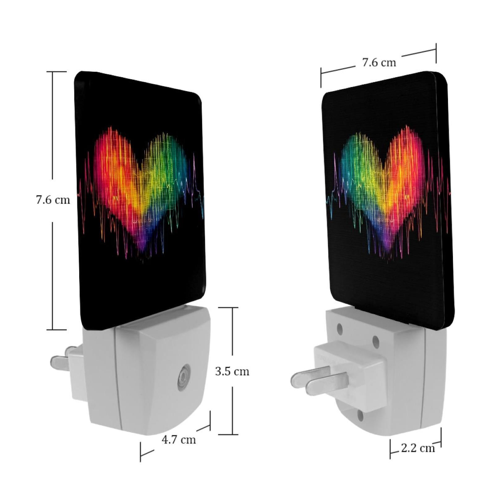 PhooArto Rainbow Lover Heart Plug in LED Night Light Auto Sensor Dusk to Dawn Decorative Night for Bedroom, Bathroom, Kitchen, Hallway, Stairs, Baby's Room, Energy Saving