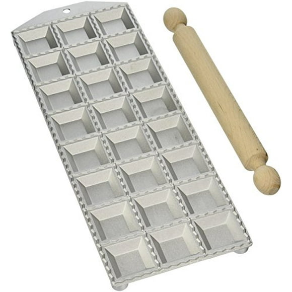 Eppicotispai Raviolis Carrés en Aluminium 24 Trous avec Épingle à Roulettes