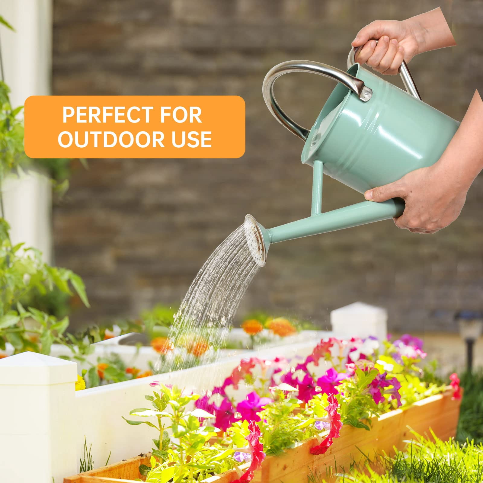 Metal Watering Can for Outdoor Plants, Galvanized Steel Watering Can with Removable spout, 1 Gallon,Perfect Home & Garden Décor Cream Green - CREAM GREEN
