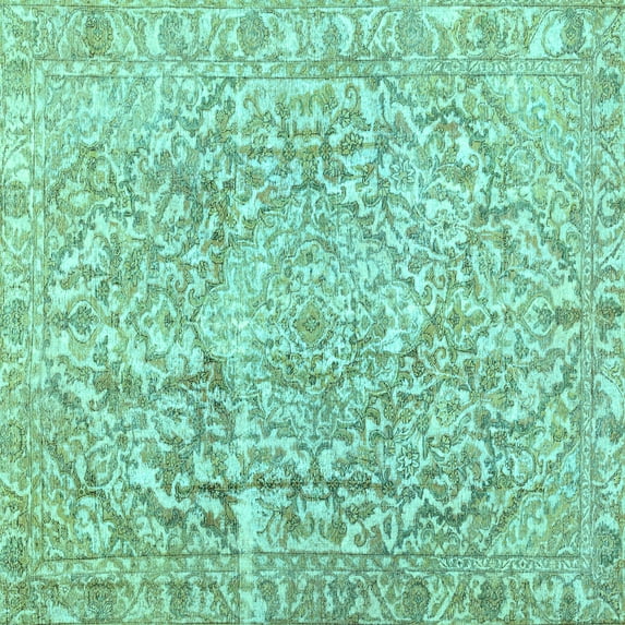 Ahgly Company Indoor Square Abstract Light Blue Contemporary Area Rugs, 4' Square