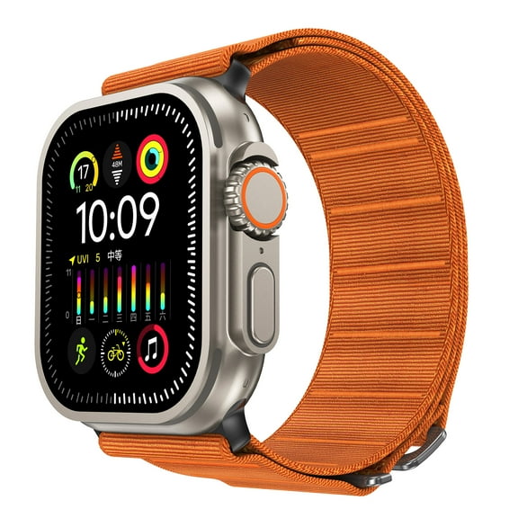 Sport Bands Compatible with Apple Watch 42/44/45/46/49mm Men Women,Stretchy Nylon Sport Loop Strap with S-Hook Adjustable Watch Strap Band for iWatch Series 10 Ultra SE 9 8 7 6 5 4 3,Orange