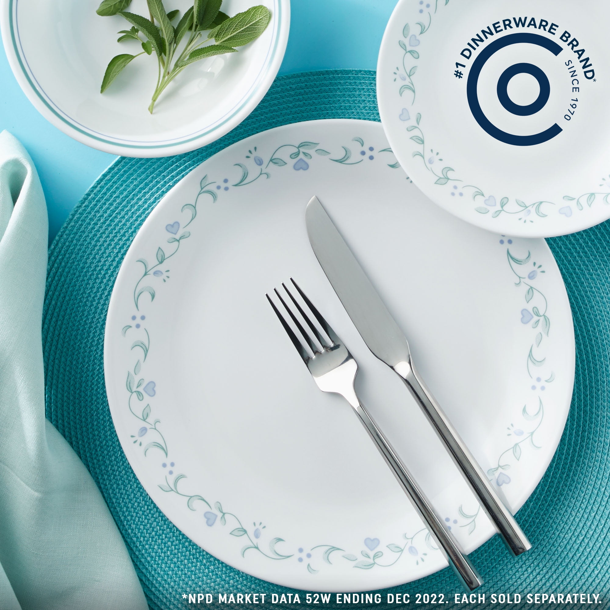 Corelle Country Cottage 10.25" Glass Dinner Plate (Set of 6)