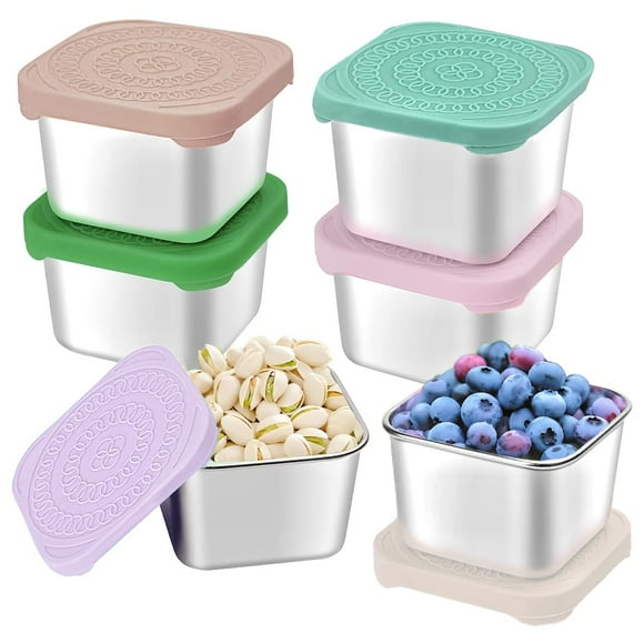 Recipientes para aperitivos HTEVW de acero inoxidable para niños, 180 ml, paquete de 6