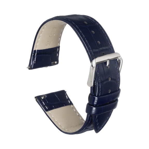 Uxcell Quick Release Leather Watch Band 24mm Embossed Pattern Leather Watch Strap Replacement for Men Women, Dark Blue