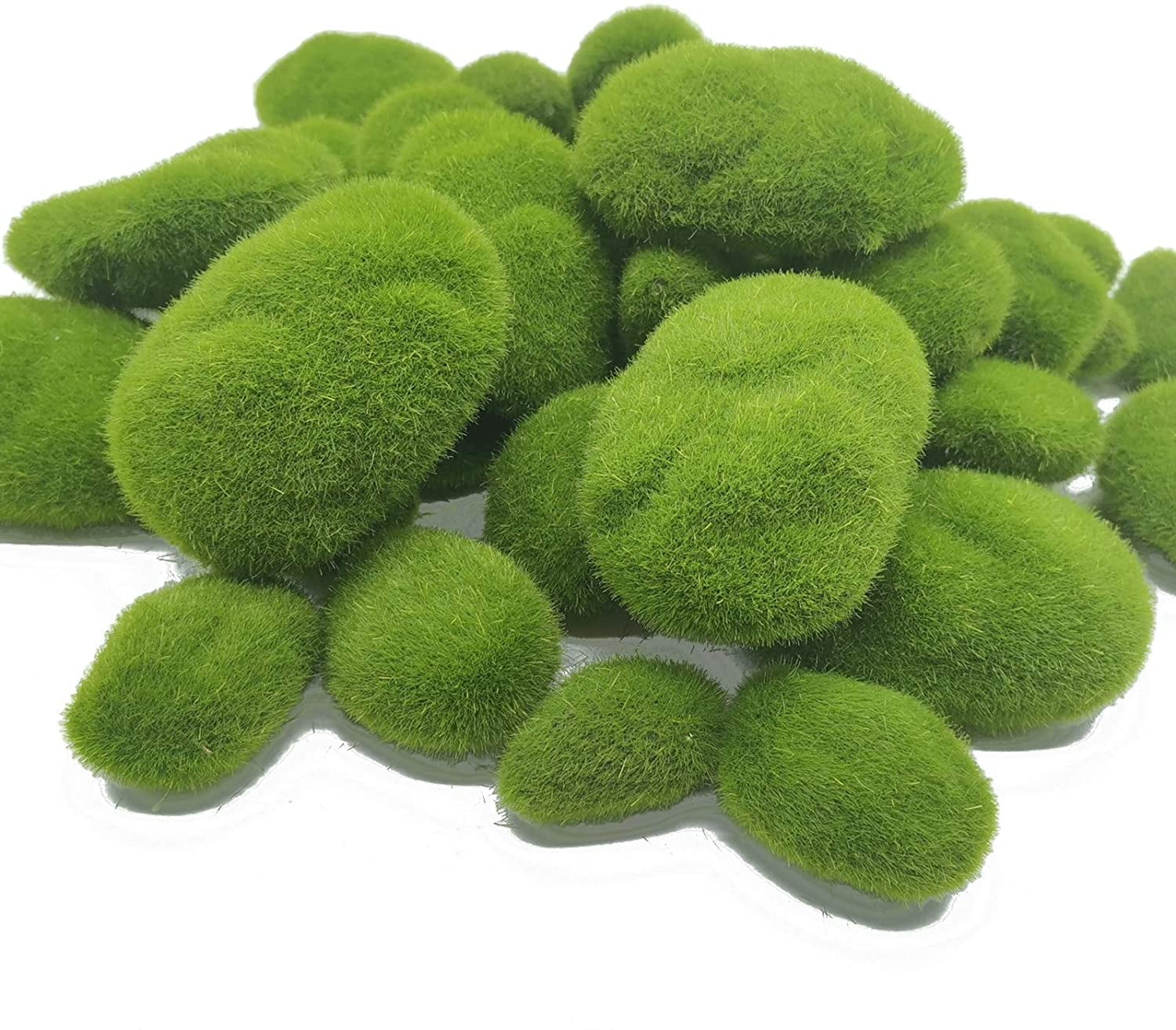 40PCS Artificial Moss Rocks (4 Sizes), Green Moss Decor for Floral Arrangements, Fairy Gardens & Crafting