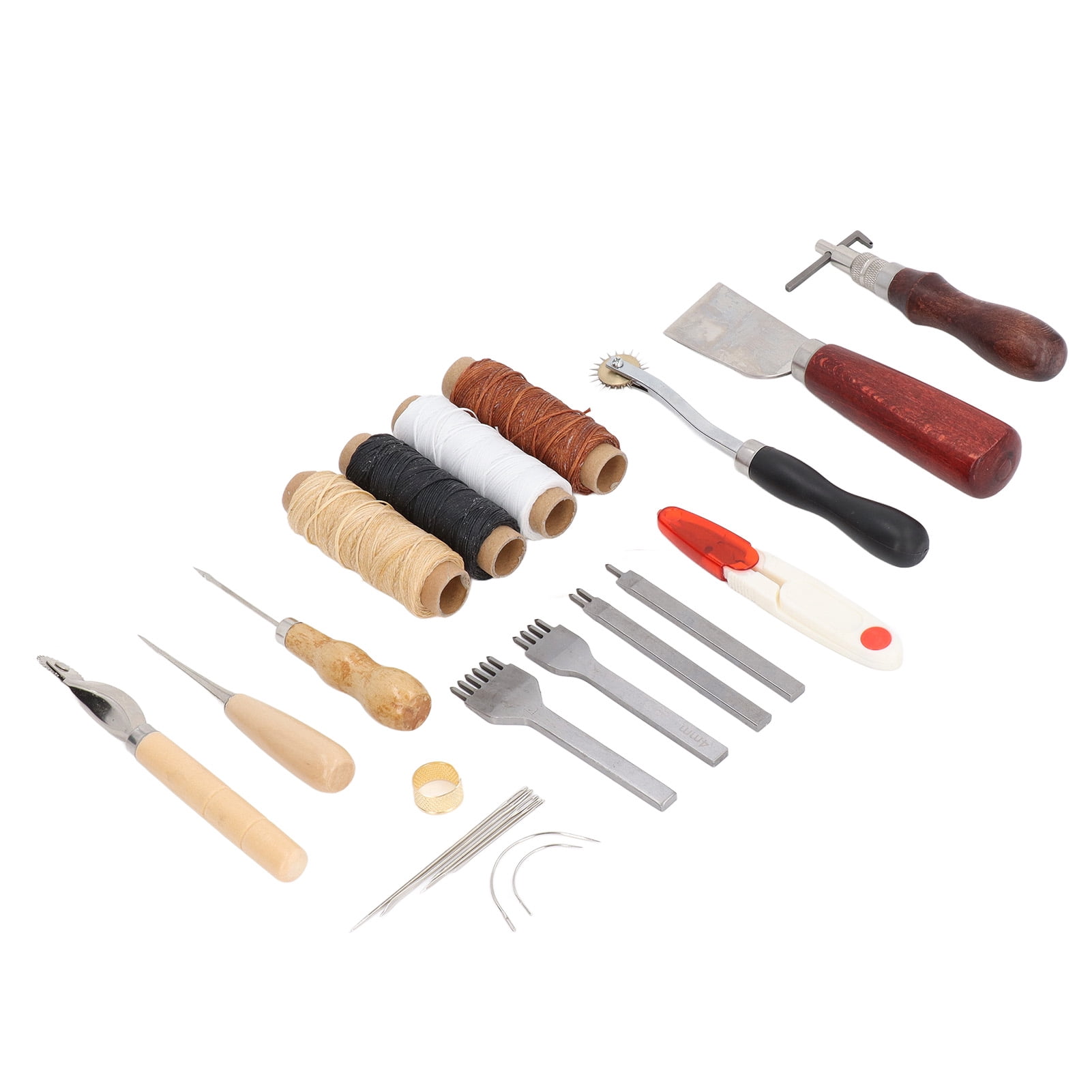 LAZIOEGR 23-Piece Leather Crafting Tools Hand Made Leather Bags DIY Repair Kits for Stitching Punching Sewing (8.27 inches / 21 cm)