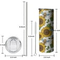 thumbnail image 6 of Sunflower Tumbler 20 Oz Travel Coffee Mug Sunflower Print Skinny Tumblers with Lid and Straw Stainless Steel Insulated Coffee Cups Gift for Sunflower Lover, 6 of 7