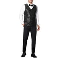 thumbnail image 2 of INSPIRE CHIC Men's Vest V-Neck Slim Fit Double-Breasted Party Disco Prom Nightclub Sequin Vest L Black, 2 of 5