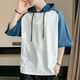 thumbnail image 2 of Camisetas para hombre, sudaderas con capucha de manga corta con retazos de hip hop de verano, ropa de moda 2024, camisetas nuevas de algodón puro, 2 of 5