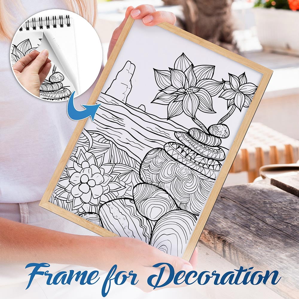 NETHOUSE Mandalas Rocks Coloring Book For Adults Relaxation & Stress Relief, 30 Coloring Pages Featuring Mandala Rocks, Intricate Stone Patterns, Calming Zen Designs, and Meditative Artworks