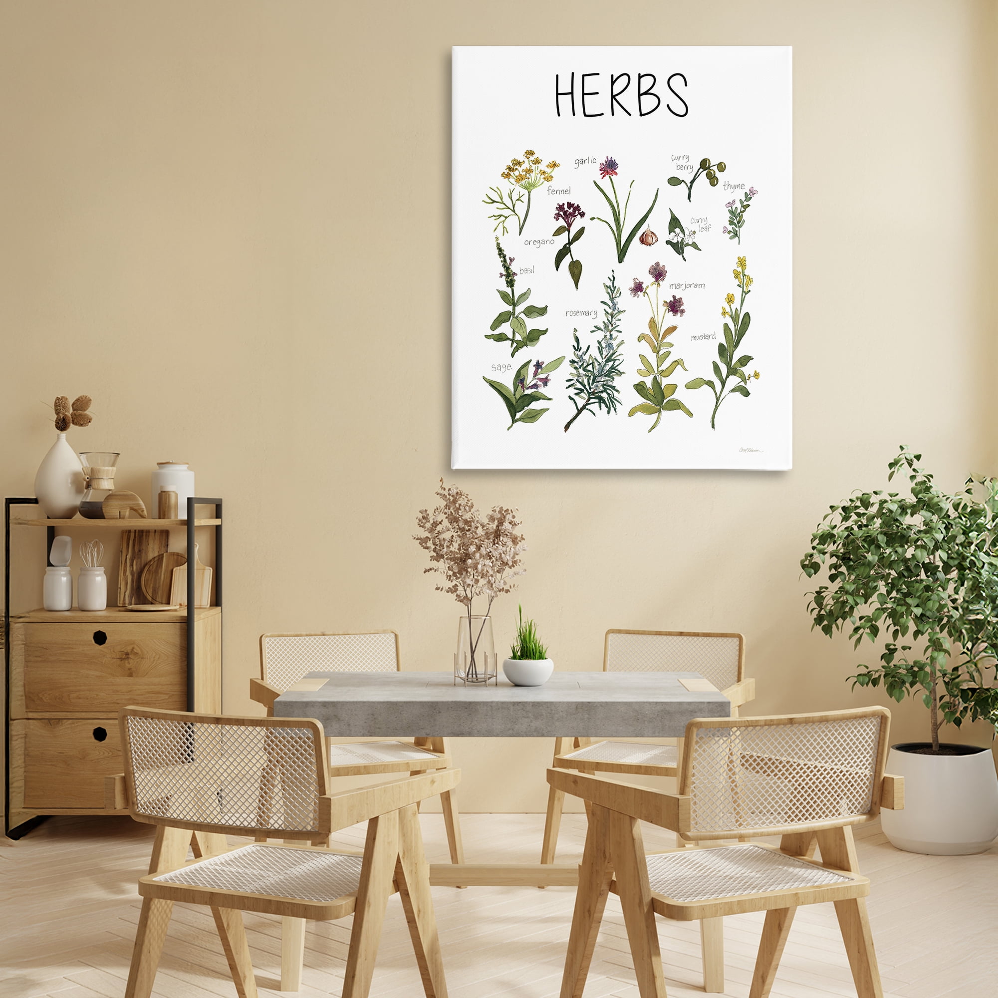 Stupell Industries Herbs Identification Chart Canvas Wall Art, design by Carol Robinson