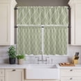 thumbnail image 4 of 3 Piece Kitchen Curtains and Valances Set Sage Green Stripes Cafe Curtains 36 Inch Length Simple Geometric Modern Monochrome Valance & Tier Curtain for Living Room Bedroom Window 54"x18"+27"x36"*2, 4 of 6