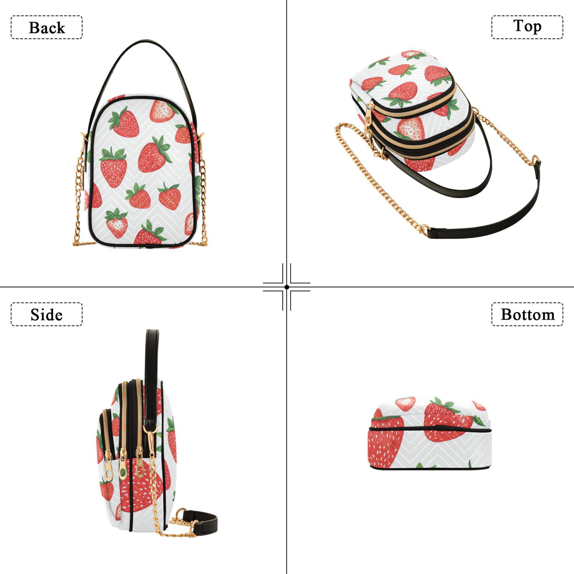 FORMRS Crossbody Bag for Women Quilted Travel Shoulder Cell Phone Purse with Chain Strap Handbag, Strawberry