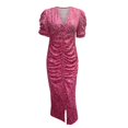 thumbnail image 4 of WTXUE Robes Maxi, Robe Moulante à Manches Courtes Maxi Col en V, Robe Longue Ajustée à Fleurs Fragmentées pour Femmes Printemps Été, Rose Taille P, 4 of 5