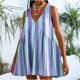 thumbnail image 4 of Vestido de Verano Casual, Vestido de Cuello en V sin Mangas Impreso Suelto Hecho de Poliéster Cómodo para el Uso Diario de Verano de Primavera, Vestido de Verano de Mujer, 4 of 5