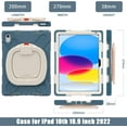 thumbnail image 4 of iPad 10th Generation 2022 Case 360°Rotatable Stand with Shoulder Strap Handle Pencil Holder Heavy Duty Shockproof Silicone Protective Case for iPad 10, 4 of 8