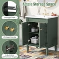 thumbnail image 6 of 24'' Bathroom Vanity with Top Sink, 2-Tier Modern Bathroom Storage Cabinet, Single Sink Bathroom Vanity, Large Storage Shelves,Green, 6 of 6