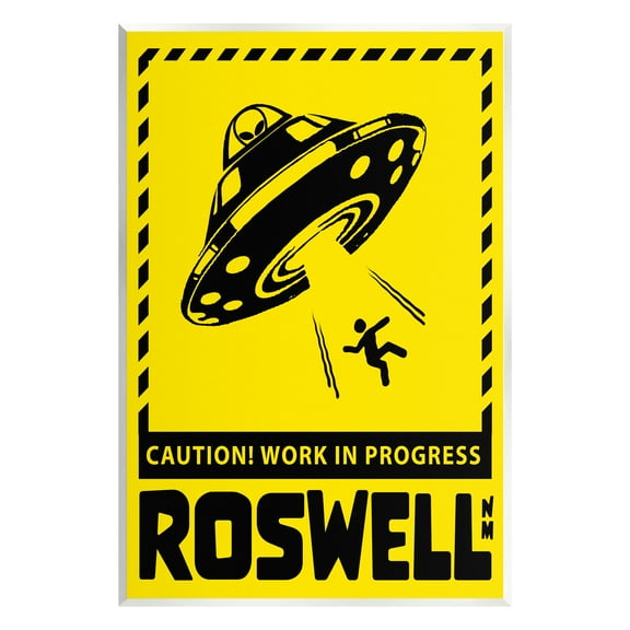 Stupell Industries Caution Roswell NM Alien UFO Travel & Places Painting Unframed Art Print Wall Art