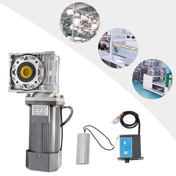 Miumaeov AC110V 370W 1:50 Electric Worm Gear Motor with Speed Controller Industrial Gearbox RV50