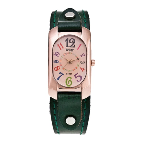 Qarigey Reloj de de cuarzo para mujer con correa de cuero clásica y elegante Reloj de para mujer Relojes verde