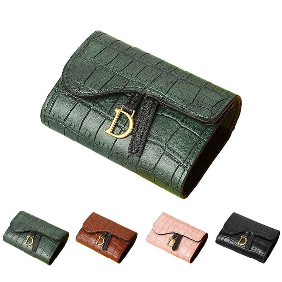 Lispipm Small Wallet for Women Leather RFID Blocking Card Holder Retro Portable Work Daily Purse with Snap Button Brown